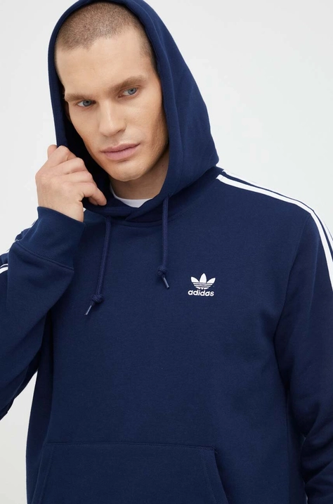 Кофта adidas Originals мужская цвет синий с капюшоном узор