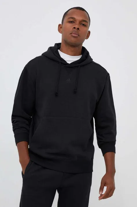 Кофта adidas чоловіча колір чорний з капюшоном однотонна