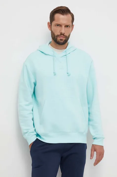 Кофта adidas мужская цвет бирюзовый с капюшоном однотонная