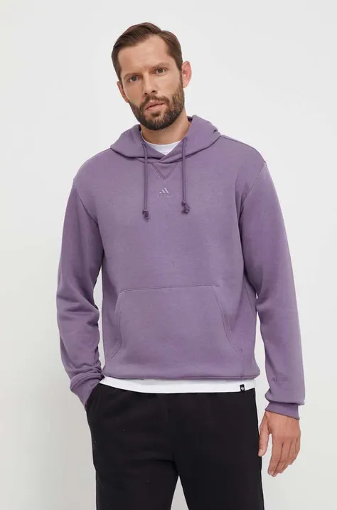 Кофта adidas мужская цвет фиолетовый с капюшоном однотонная