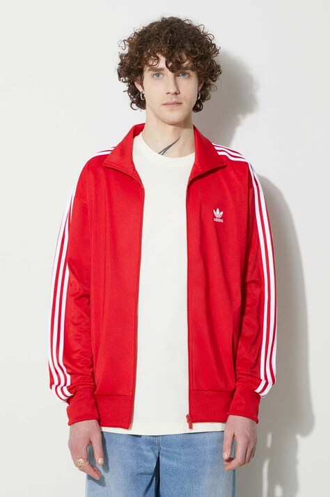 adidas Originals bluză bărbați, culoarea roșu, cu imprimeu  IJ7060