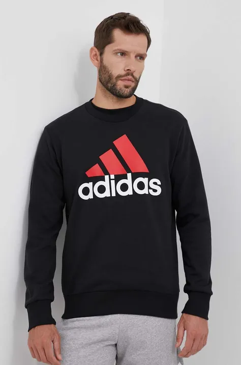 Bombažen pulover adidas moška, črna barva