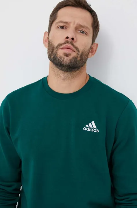 Кофта adidas чоловіча колір зелений однотонна