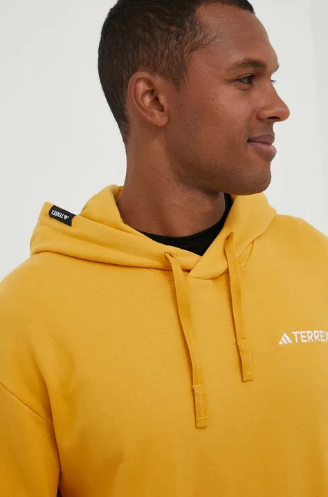 Μπλούζα adidas TERREX Logo χρώμα: κίτρινο, με κουκούλα