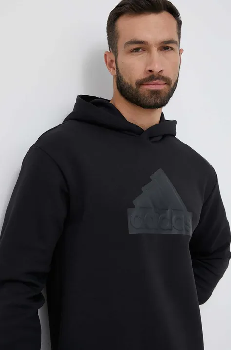 Кофта adidas мужская цвет чёрный с капюшоном с принтом
