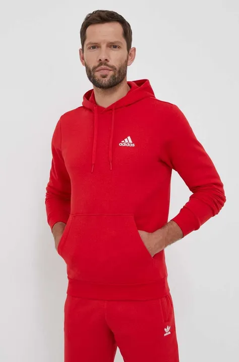 Pulover adidas moška, rdeča barva, s kapuco