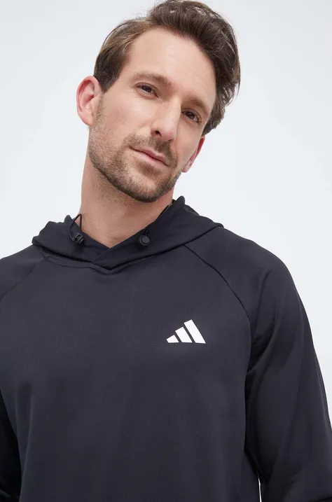 Pulover za vadbo adidas Performance črna barva, s kapuco