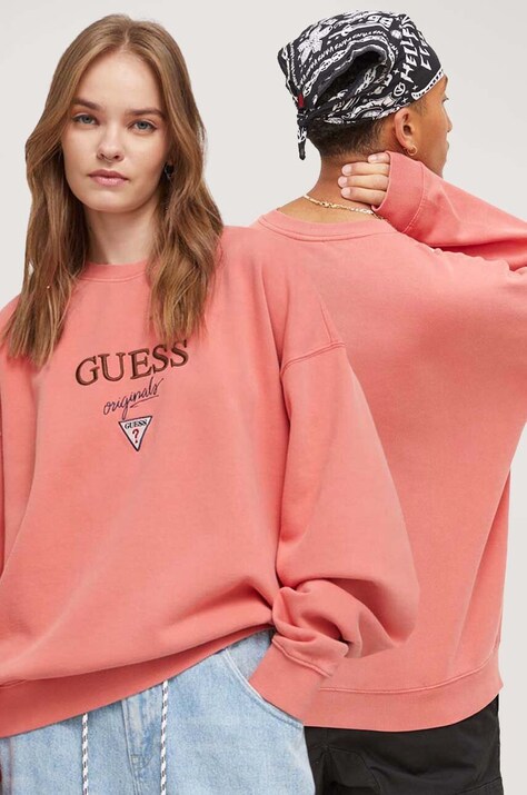 Μπλούζα Guess Originals χρώμα: πορτοκαλί