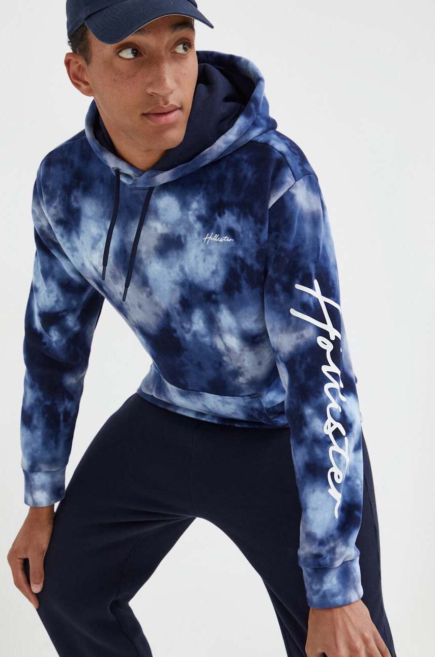 Hollister Co. bluza męska kolor granatowy z kapturem wzorzysta