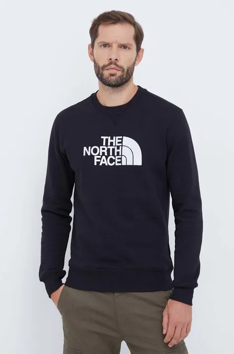 Bombažen pulover The North Face moška, črna barva
