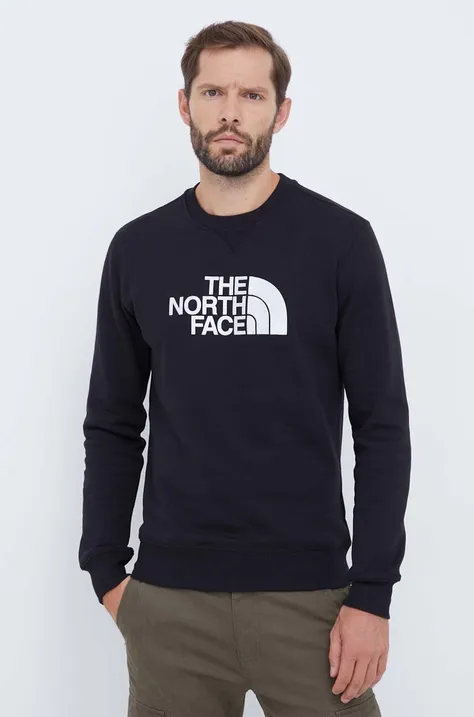 Bavlněná mikina The North Face Drew Peak Crew pánská, černá barva, s aplikací, NF0A4SVRKY41