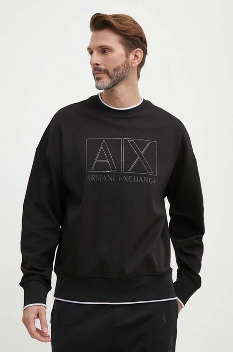 Суичър Armani Exchange в черно с принт