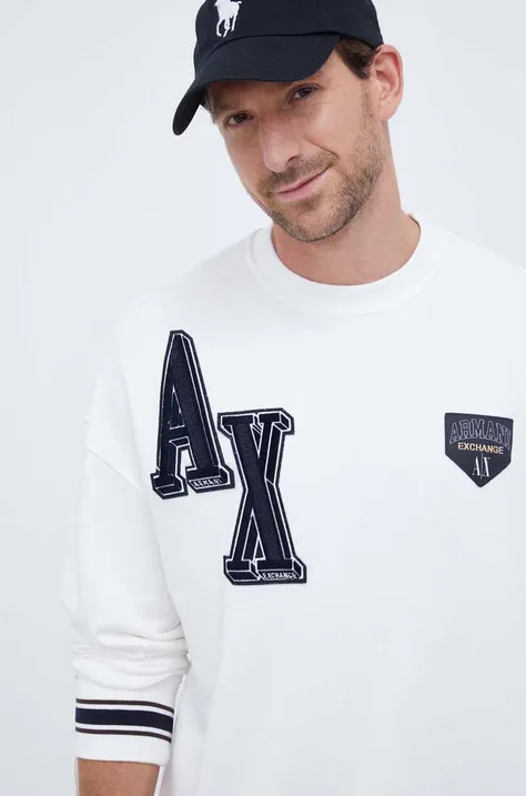 Armani Exchange bluza męska kolor biały z aplikacją