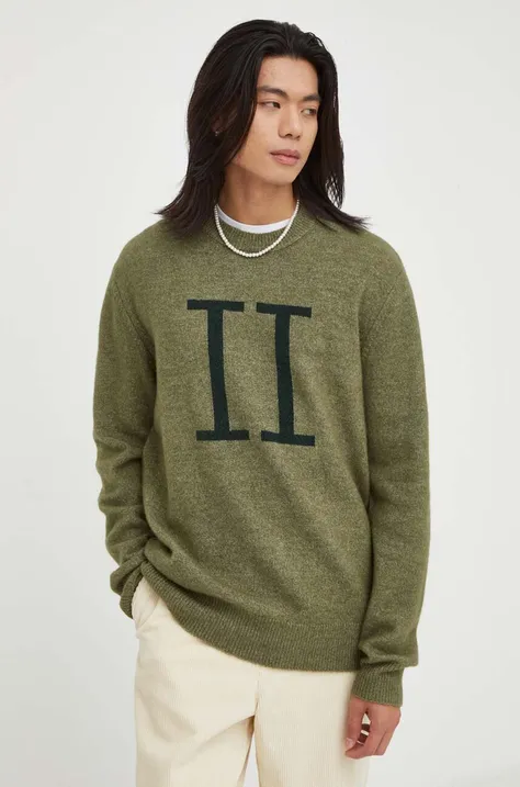 Les Deux sweter z domieszką wełny męski kolor zielony