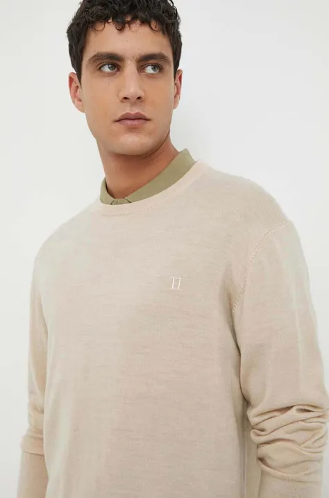 Les Deux sweter wełniany męski kolor beżowy lekki