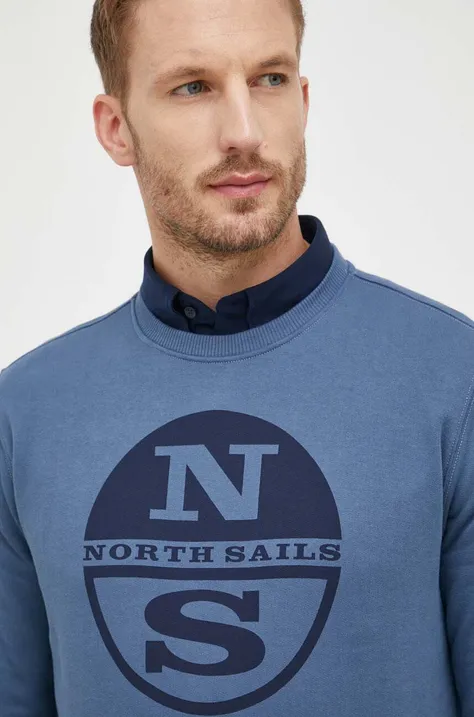 North Sails bluza bawełniana męska kolor niebieski z nadrukiem