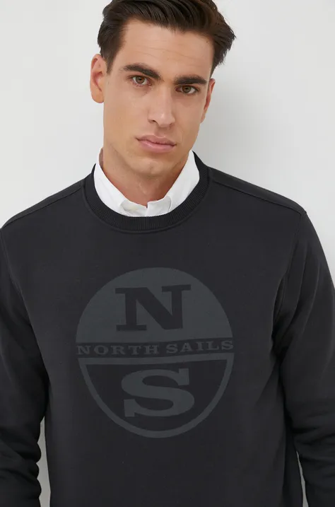 North Sails pamut melegítőfelső fekete, férfi, nyomott mintás