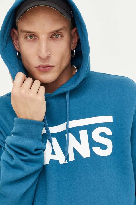 Bombažen pulover Vans moška, s kapuco