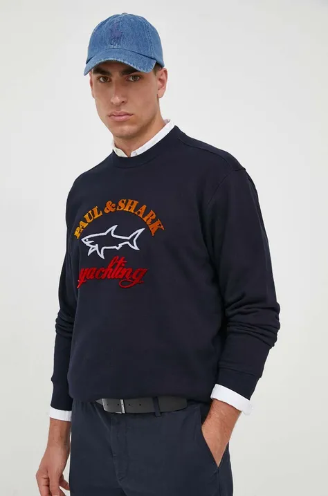 Paul&Shark bluza bawełniana męska kolor granatowy z aplikacją