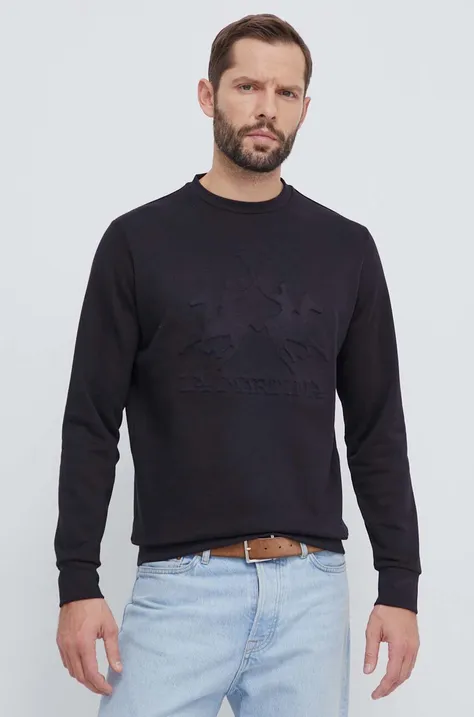 Bombažen pulover La Martina moška, črna barva