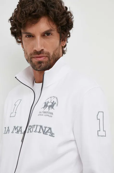 Bombažen pulover La Martina moška, bela barva