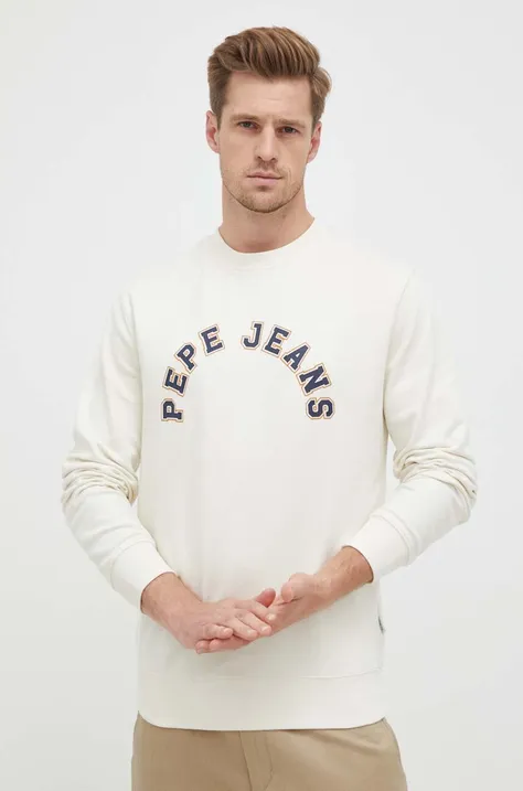 Βαμβακερή μπλούζα Pepe Jeans Westend χρώμα: μπεζ