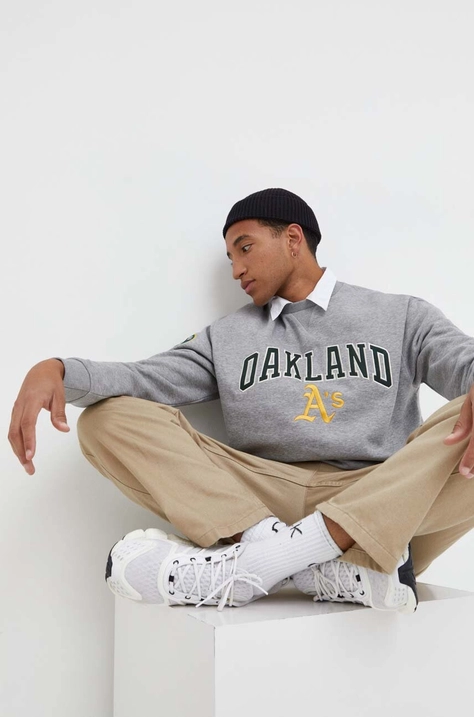 Кофта New Era чоловіча колір сірий меланж OAKLAND ATHLETICS