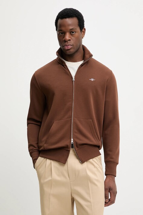 Gant bluza męska kolor brązowy gładka 2008006