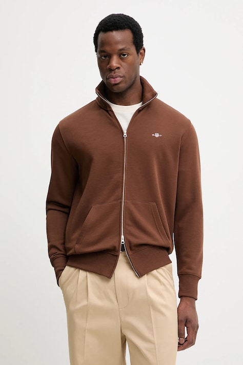 Gant bluza męska kolor brązowy gładka 2008006