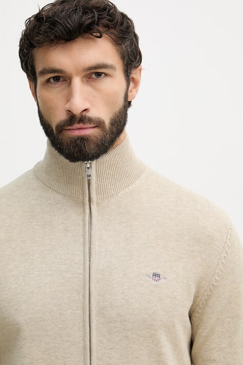 Gant kardigan bawełniany kolor beżowy