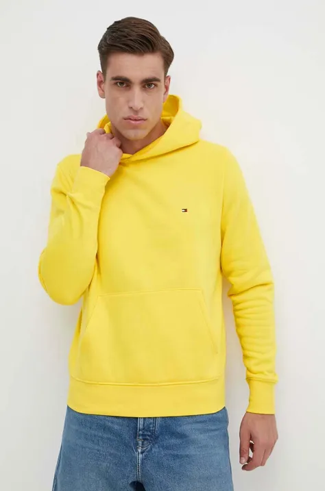 Кофта Tommy Hilfiger мужская цвет жёлтый с капюшоном однотонная