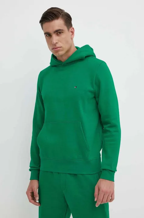 Pulover Tommy Hilfiger moška, zelena barva, s kapuco