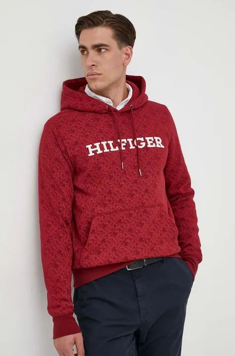 Кофта Tommy Hilfiger мужская цвет бордовый с капюшоном узор
