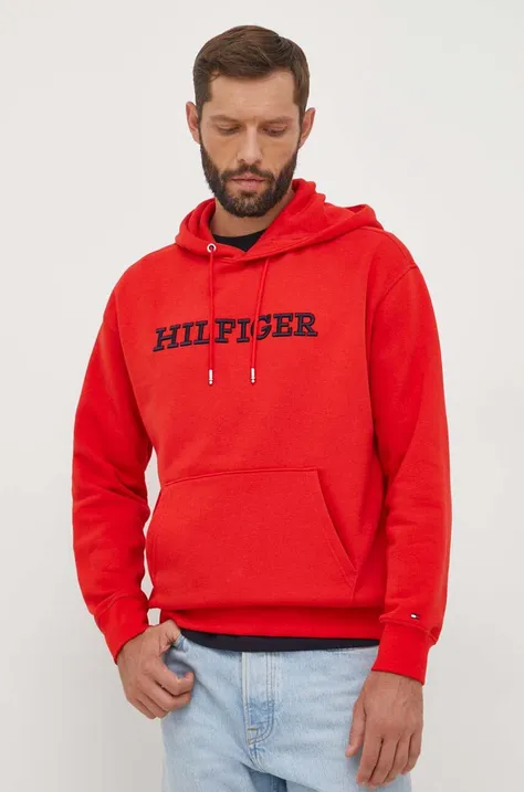 Μπλούζα Tommy Hilfiger χρώμα: κόκκινο, με κουκούλα