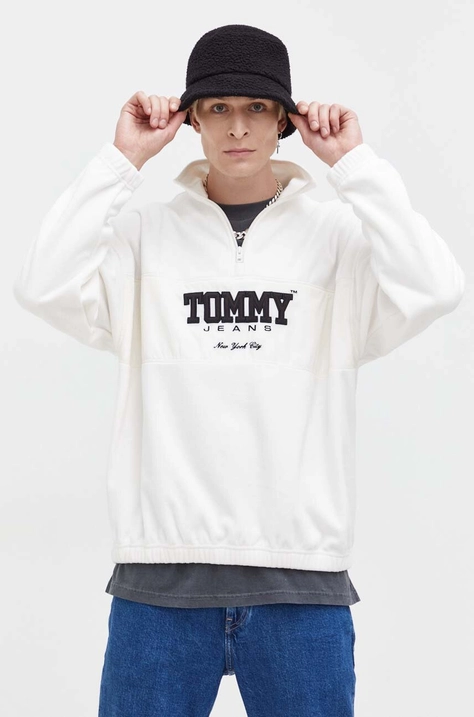 Кофта Tommy Jeans чоловіча колір бежевий з аплікацією