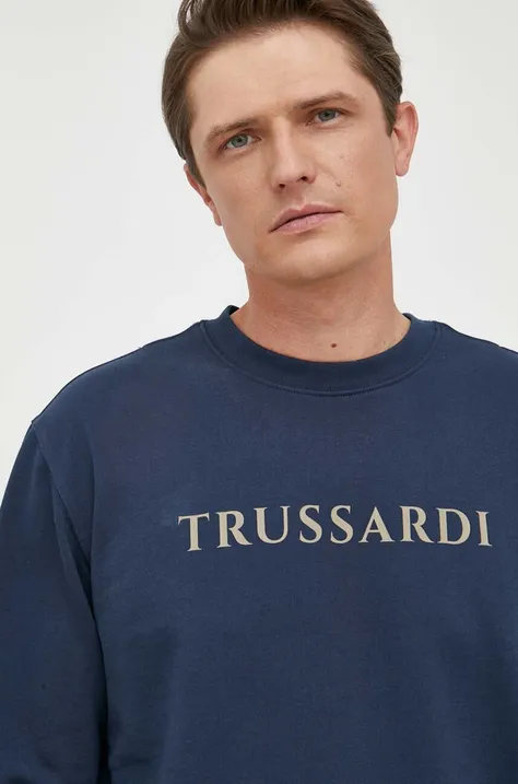 Βαμβακερή μπλούζα Trussardi χρώμα: ναυτικό μπλε