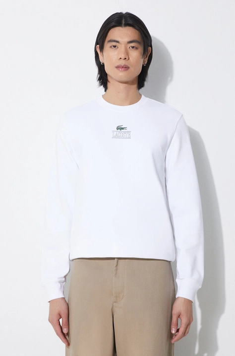 Lacoste cotton sweatshirt men's white color