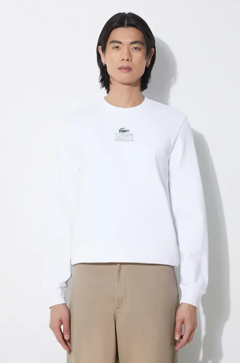 Βαμβακερή μπλούζα Lacoste χρώμα: άσπρο