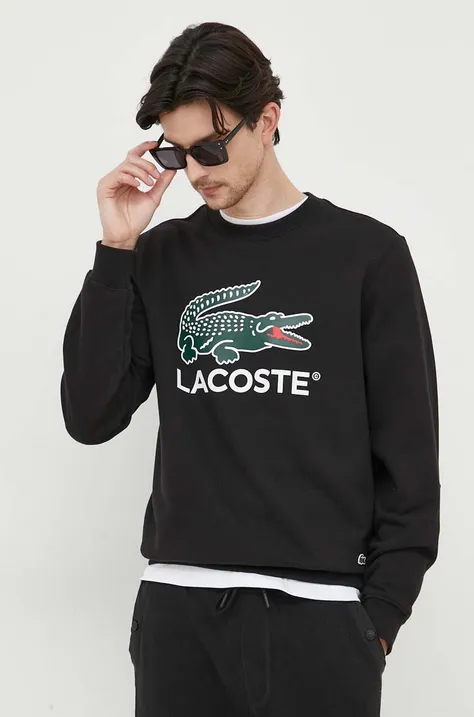 Βαμβακερή μπλούζα Lacoste χρώμα: μαύρο