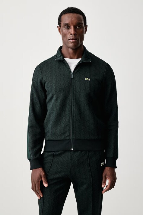 Lacoste Hanorac cu fermoar pentru bărbați verde SH1368