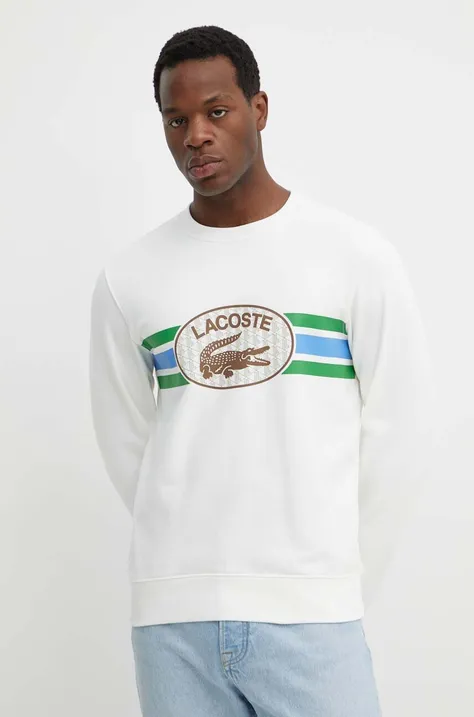 Bombažen pulover Lacoste moška, bela barva