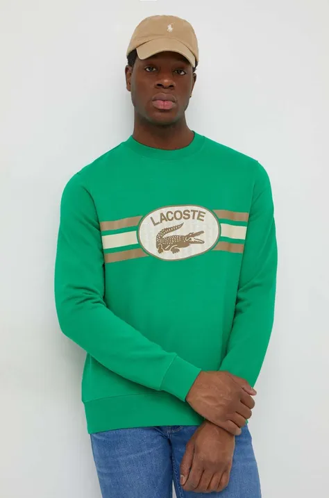 Bombažen pulover Lacoste moška, zelena barva