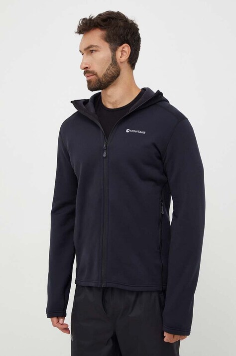 Montane hanorac Fury culoarea negru, cu glugă, neted