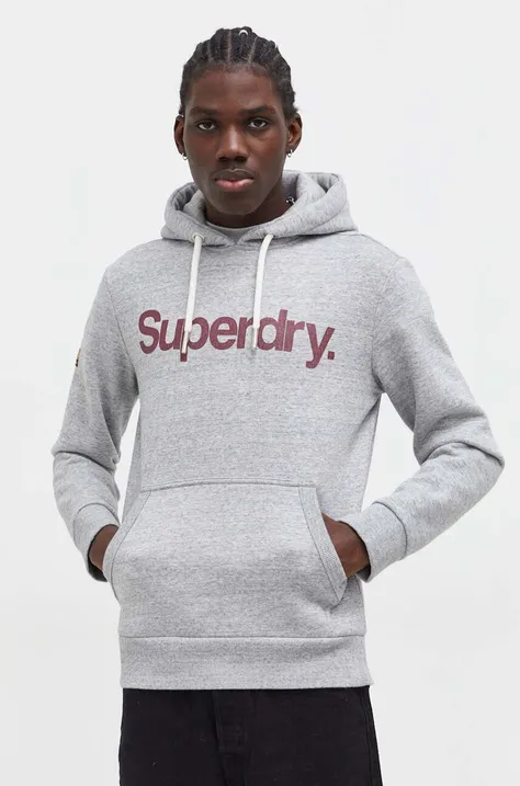 Кофта Superdry мужская цвет серый с капюшоном с принтом