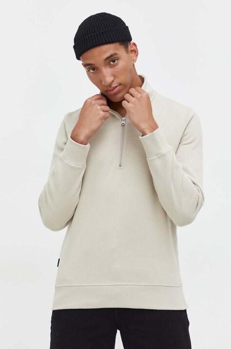 Superdry bluza barbati, culoarea bej, neted