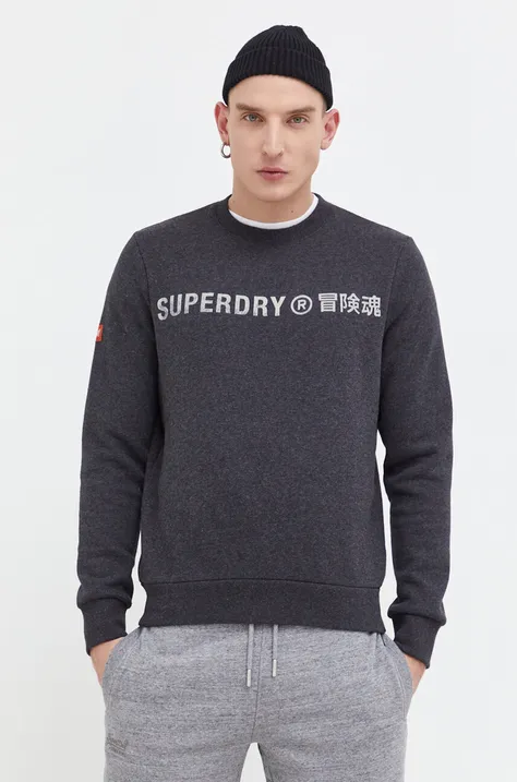 Кофта Superdry чоловіча колір сірий з принтом