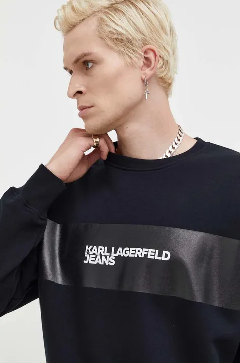 Mikina Karl Lagerfeld Jeans pánska, čierna farba, s potlačou