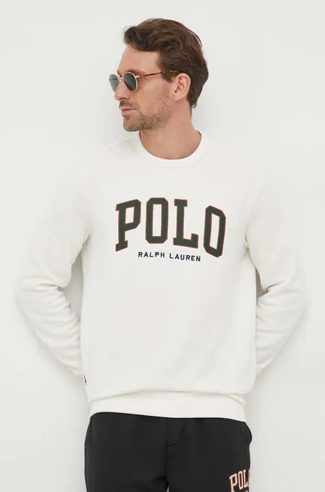 Polo Ralph Lauren bluza męska kolor beżowy z aplikacją