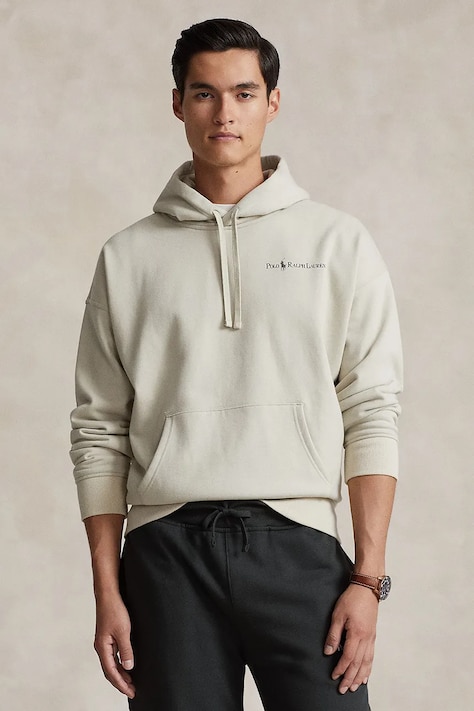 Mikina Polo Ralph Lauren pánská, béžová barva, s kapucí, s potiskem, 710917904