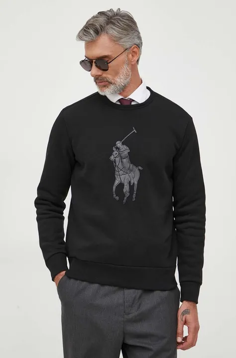 Polo Ralph Lauren bluza męska kolor czarny z aplikacją